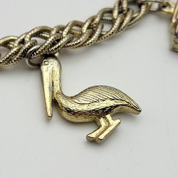 Vintage New Orleans Charm Bracelet Gold Tone 7" Fold Over Clasp - Picture 3 of 13